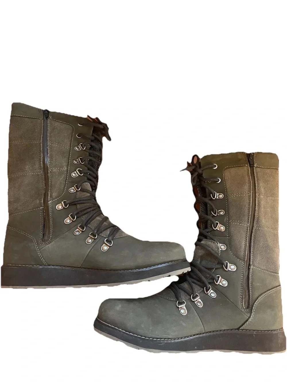 Kamik Women’s Olive Green Tall Snow Boots Ariel Lo Leather Suede Outdoor